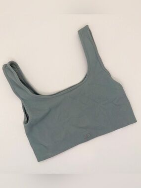 SET Active Sculptflex Box Cut Ribbed Women's Sports Bra Blue Gray Athletic